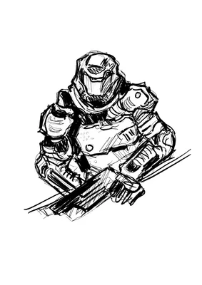 doom guy sketch